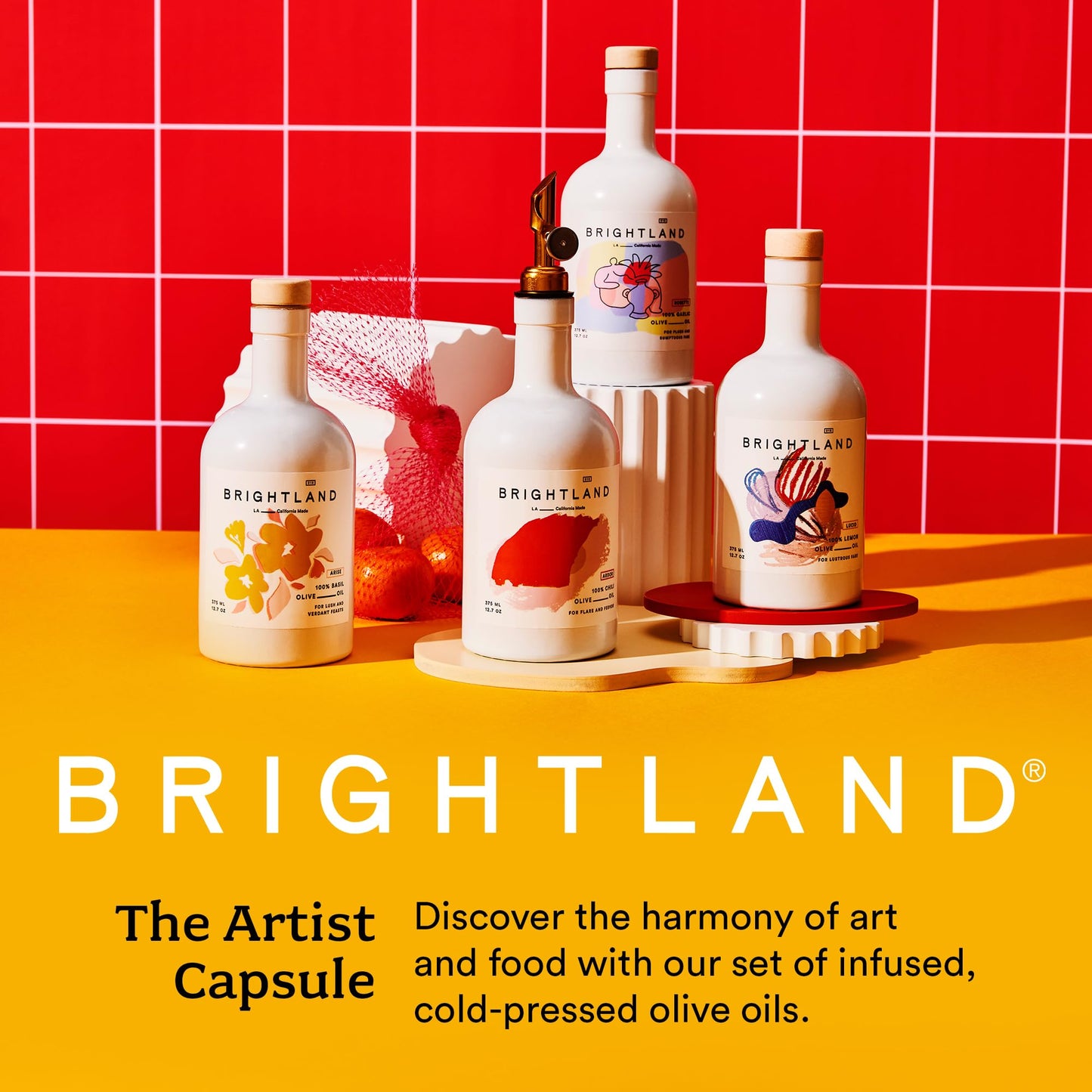Brightland Infused Olive Oils - Cold-Pressed, High Polyphenol, 12.7 Fl Oz (Pack of 4)