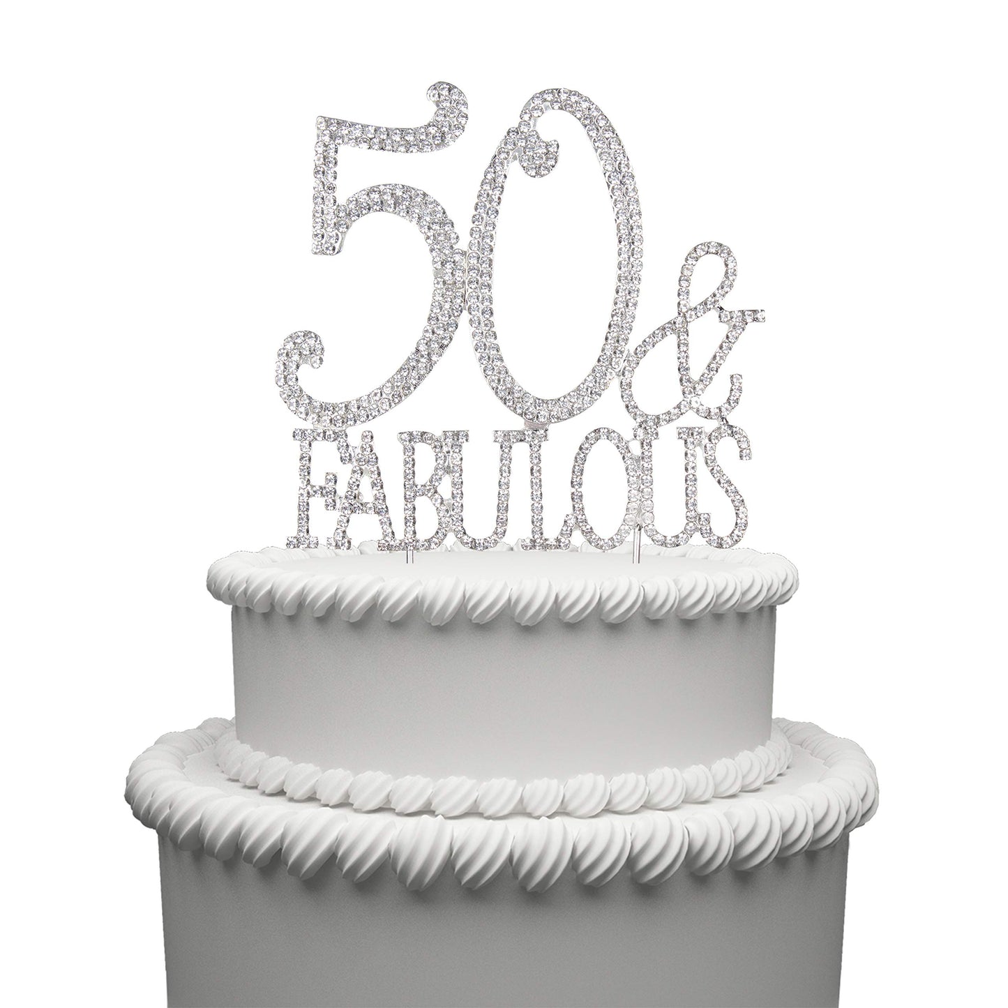 Hatcher lee 50th Birthday Cake Topper - Bling Crystal Silver Keepsake, Model HCL-022