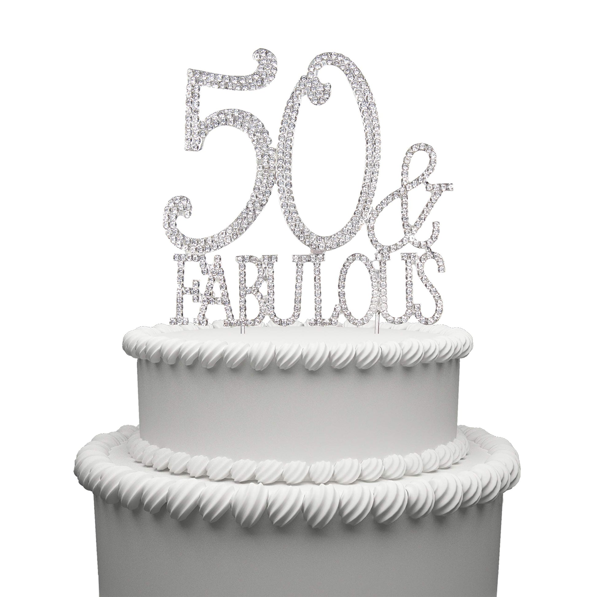 Hatcher lee 50th Birthday Cake Topper - Bling Crystal Silver Keepsake, Model HCL-022
