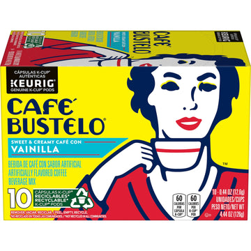 Cafe Bustelo Sweet & Creamy Caf   Con Vainilla, 10 Keurig K-Cup Pods