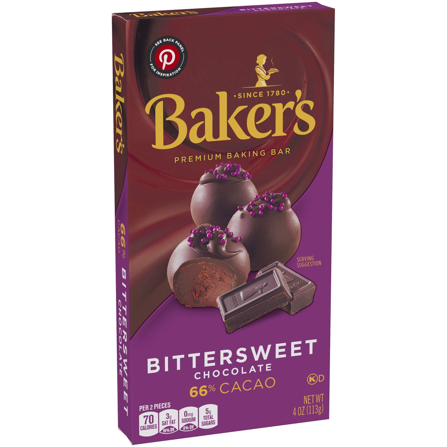 Bakers Bittersweet Baking Chocolate Bar, 4 Oz, 6-Pack