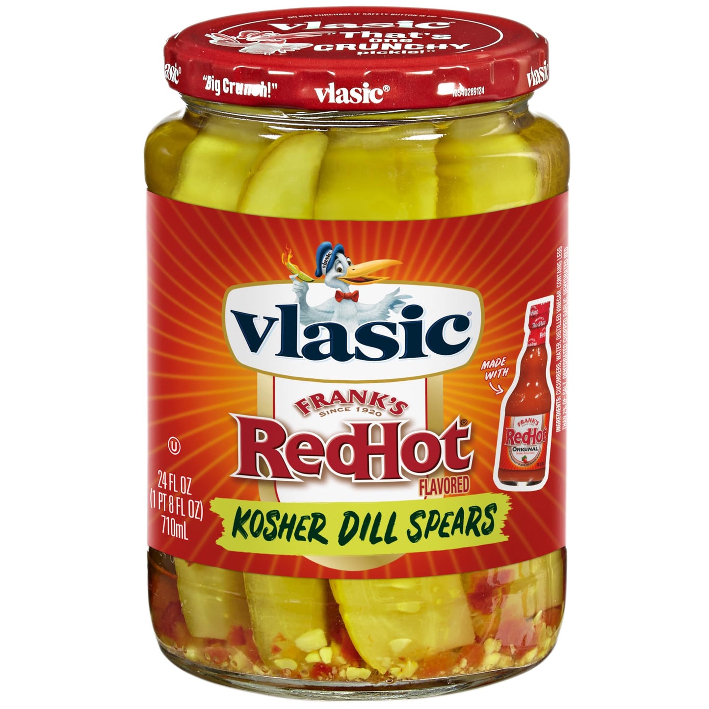 Vlasic Frank's RedHot Original Cayenne Pepper Sauce Flavored Kosher Dill Pickle Spears, 24 oz.