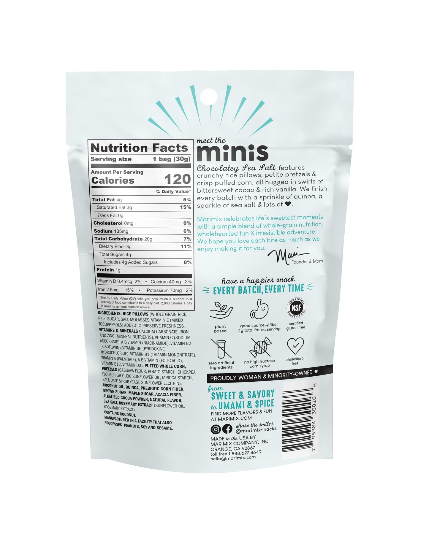 MARIMIX Mini Snack Mix - Chocolatey Sea Salt - 6 Pack - 1.06 Ounce Each