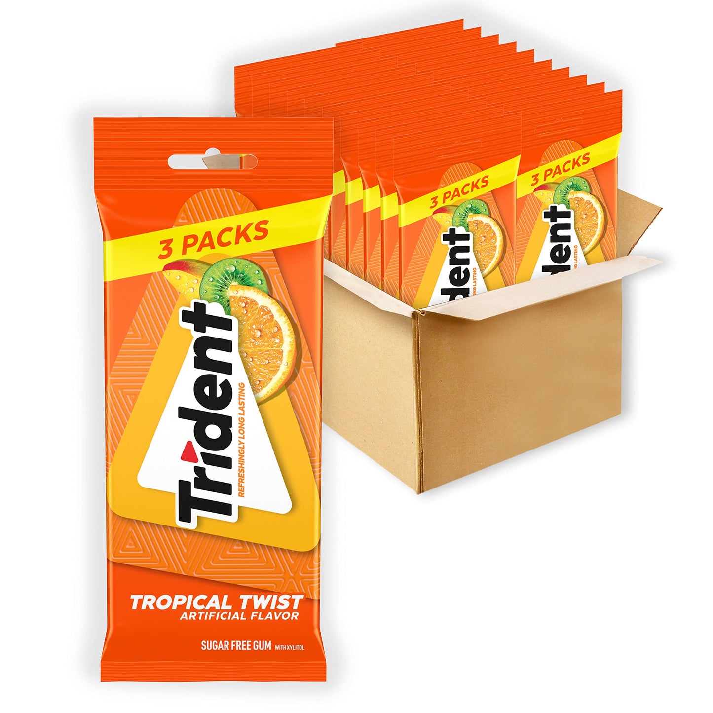 Trident Tropical Twist Sugar Free Gum, 60 Packs of 14 Pieces, Total 840 Pieces, Bulk Size