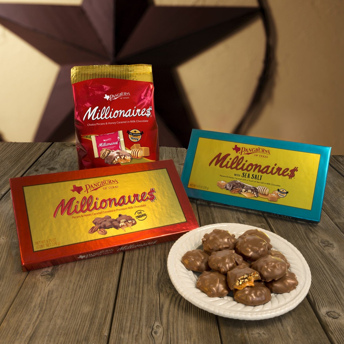 Pangburn'S Millionaires Candy Box 9.75 Ounce Pangburn'S Millionaires Candy Box 9.75 Ounce; Buttery Pecans, Creamy Caramel, Honey, And Mouthwatering Milk Chocolate; Texas Born, And Loved By All