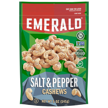 Emerald Sea Salt & Pepper Cashews, 5 oz Pack, 6/Carton