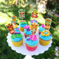 Gyufise 36Pcs Tiki Tribal Masks Cupcake Toppers Hawaiian Tropical Tiki Totem Cupcake Picks Summer Hawaiian Aloha Tropical Birthd