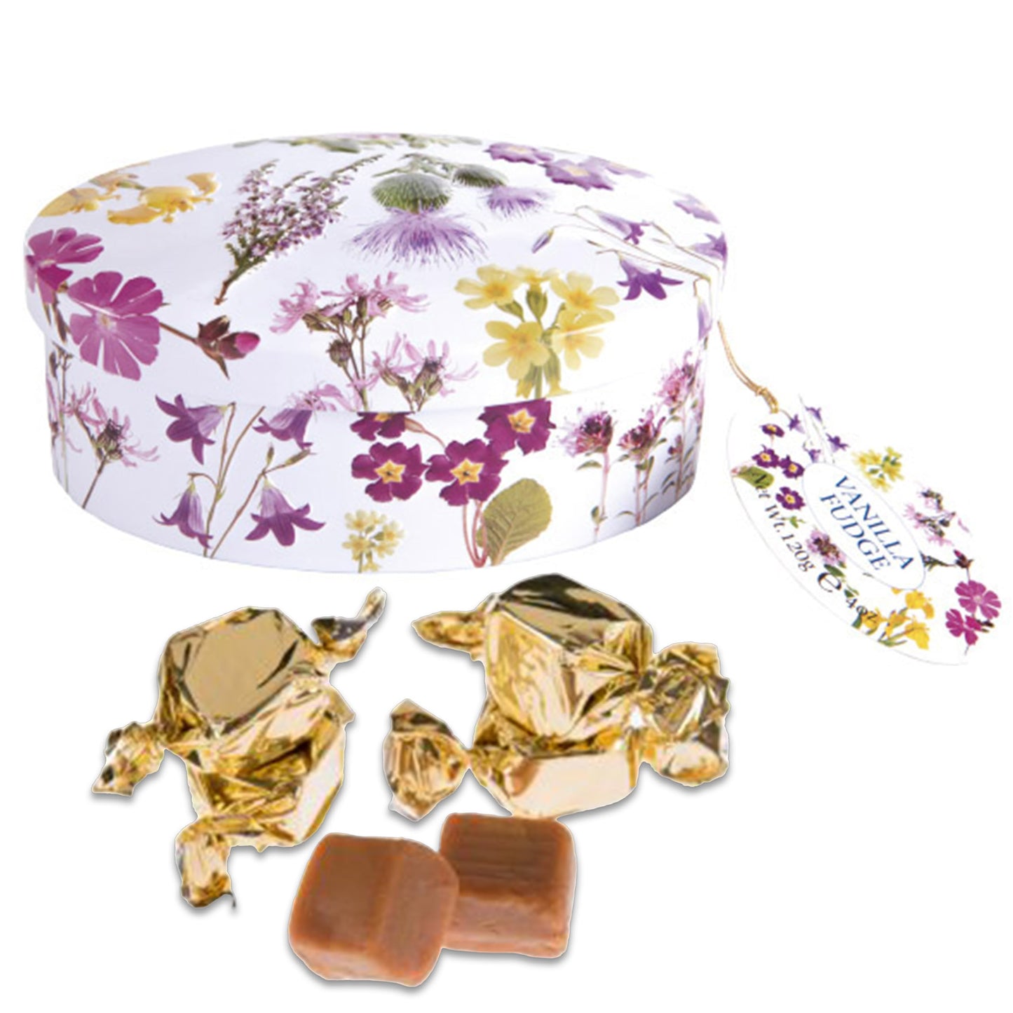 Gardiners of Scotland Handmade Fudge 120g Oval Tin, Scottish Wildflowers Vanilla Fudge