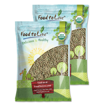 Food to Live Organic Whole Green Lentils, 25 Pounds - Non-GMO, Dried Raw Beans, Sproutable, Vegan, Kosher, Bulk. High in Folate,