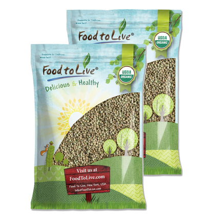 Food to Live Organic Whole Green Lentils, 25 Pounds - Non-GMO, Dried Raw Beans, Sproutable, Vegan, Kosher, Bulk. High in Folate,