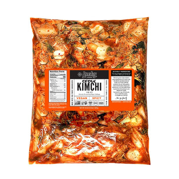 Lucky Foods Seoul Vegan Spicy Kimchi, (56oz / 3.5 lbs), Authentic Korean Premium Fermented Napa Cabbage Kimchi (VEGAN, SPICY, Ma