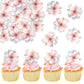 40 PCS Edible Cherry Blossoms Cake Decorations Edible Cherry Blossoms Cupcake Toppers Wafer Paper Flowers Cake Toppers for Baby 