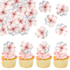 40 PCS Edible Cherry Blossoms Cake Decorations Edible Cherry Blossoms Cupcake Toppers Wafer Paper Flowers Cake Toppers for Baby 