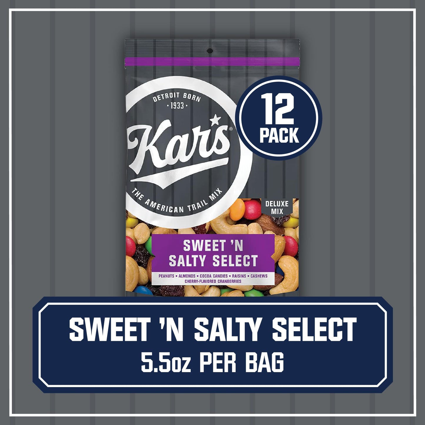 Kars Nuts Sweet N Salty Select Trail Mix - 5.5 Oz Snack Pack, Pack Of 12 - Snacks For Adults And Kids