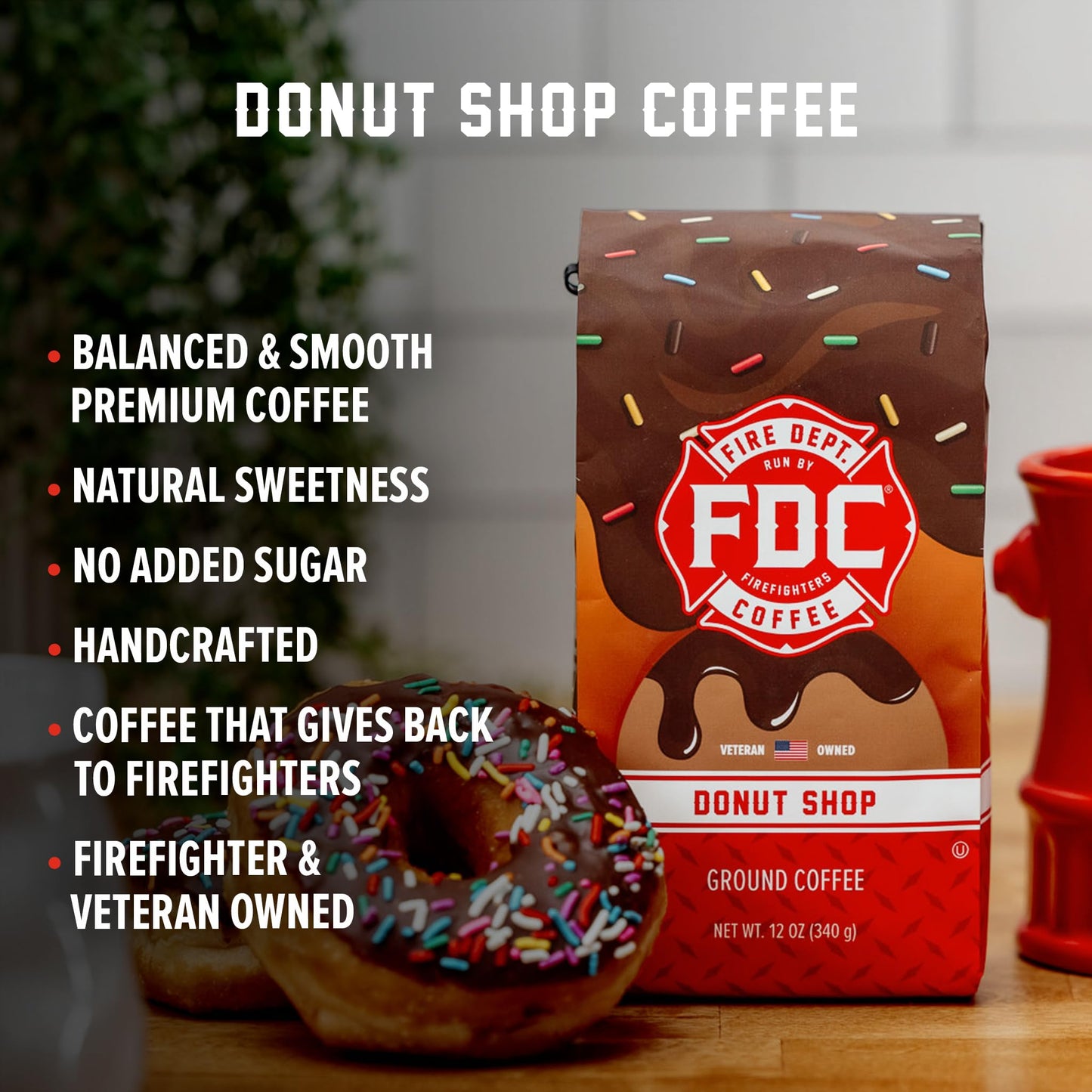 Fire Department Coffee - Gives Back To Firefighters - Sweet & Smooth Donut Shop Ground Coffee - Medium Roast - Roasted In The Us