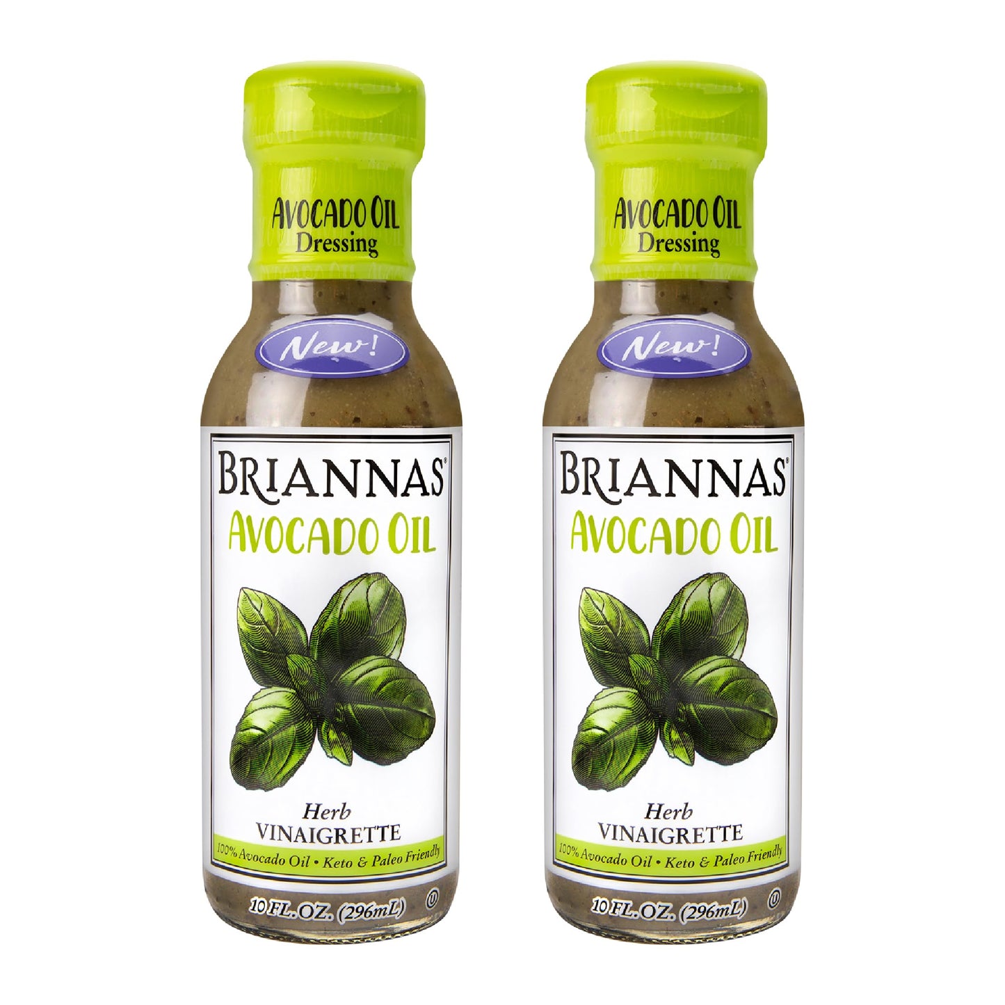BRIANNAS Avocado Oil Herb Vinaigrette Dressing, Low Sodium, Keto & Paleo Friendly, 10 Fl Oz (Pack of 2)