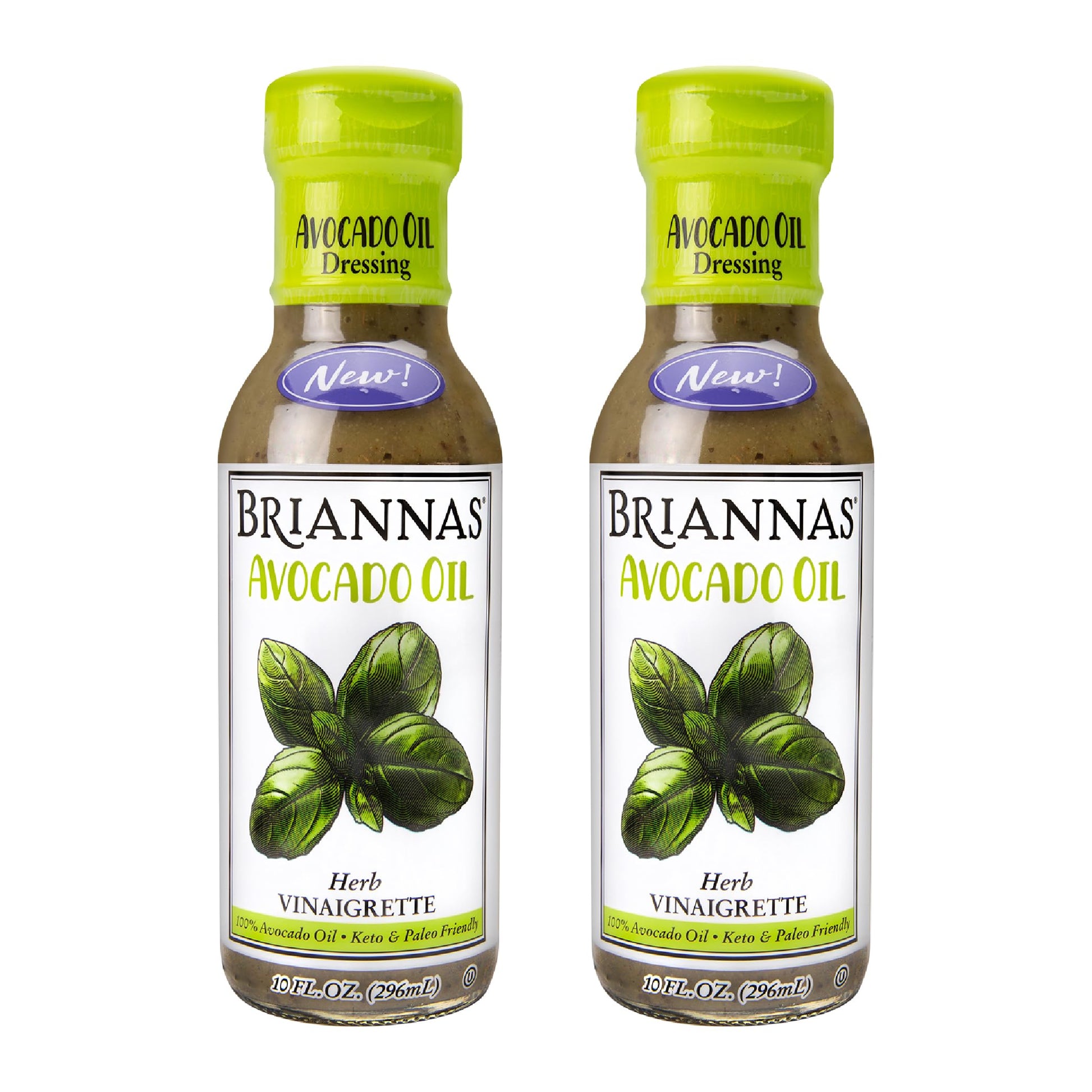 BRIANNAS Avocado Oil Herb Vinaigrette Dressing, Low Sodium, Keto & Paleo Friendly, 10 Fl Oz (Pack of 2)