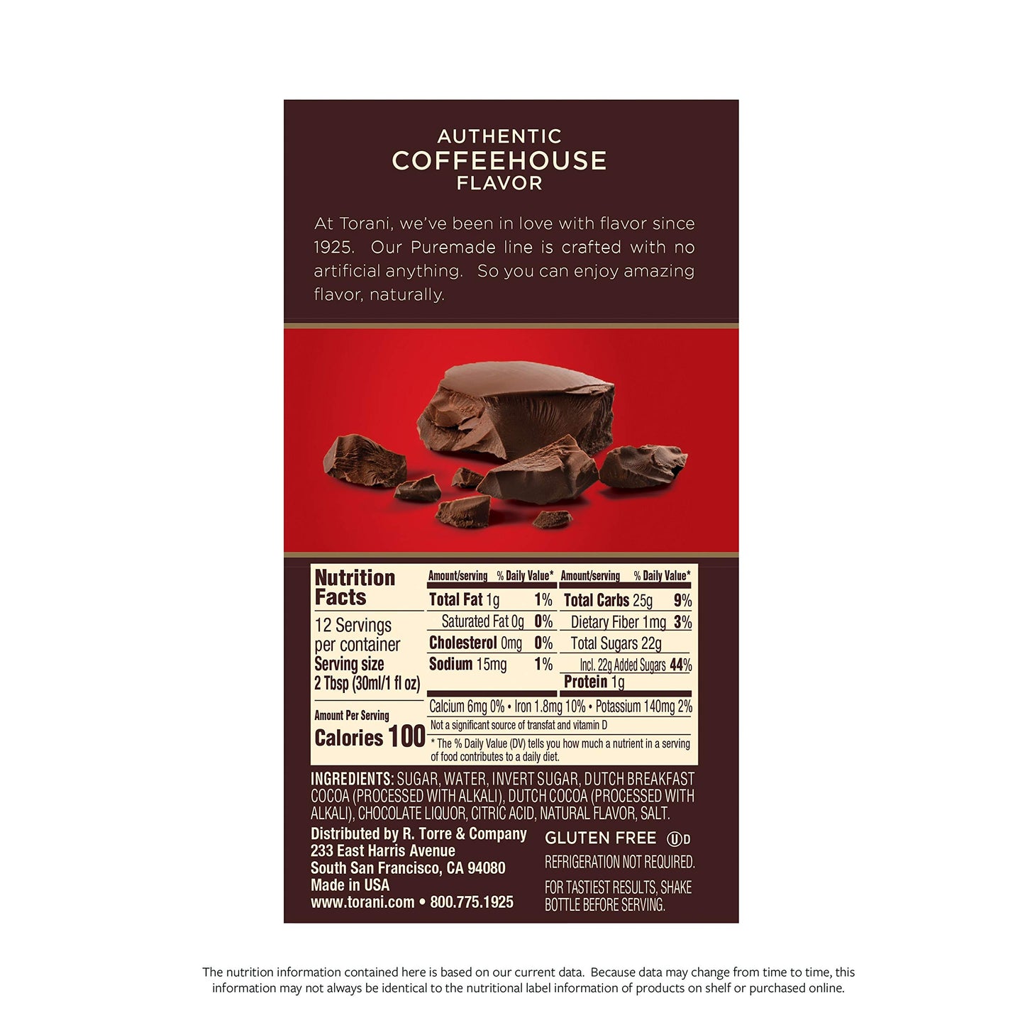 Torani Puremade Sauce, Dark Chocolate, 16.5 Ounces (Pack Of 4)