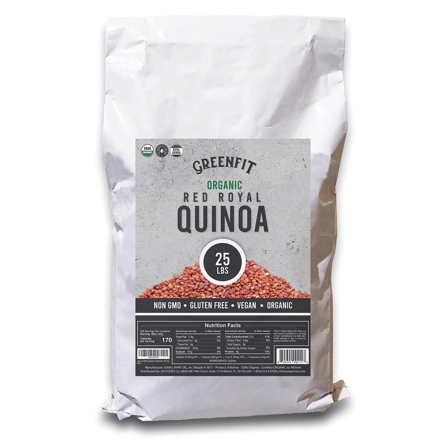 Greenfit Royal Organic Red Quinoa | Non-GMO, Gluten-Free, Vegan, and Organic | Complete Protein, High Fiber, Low-Calorie Red Qui