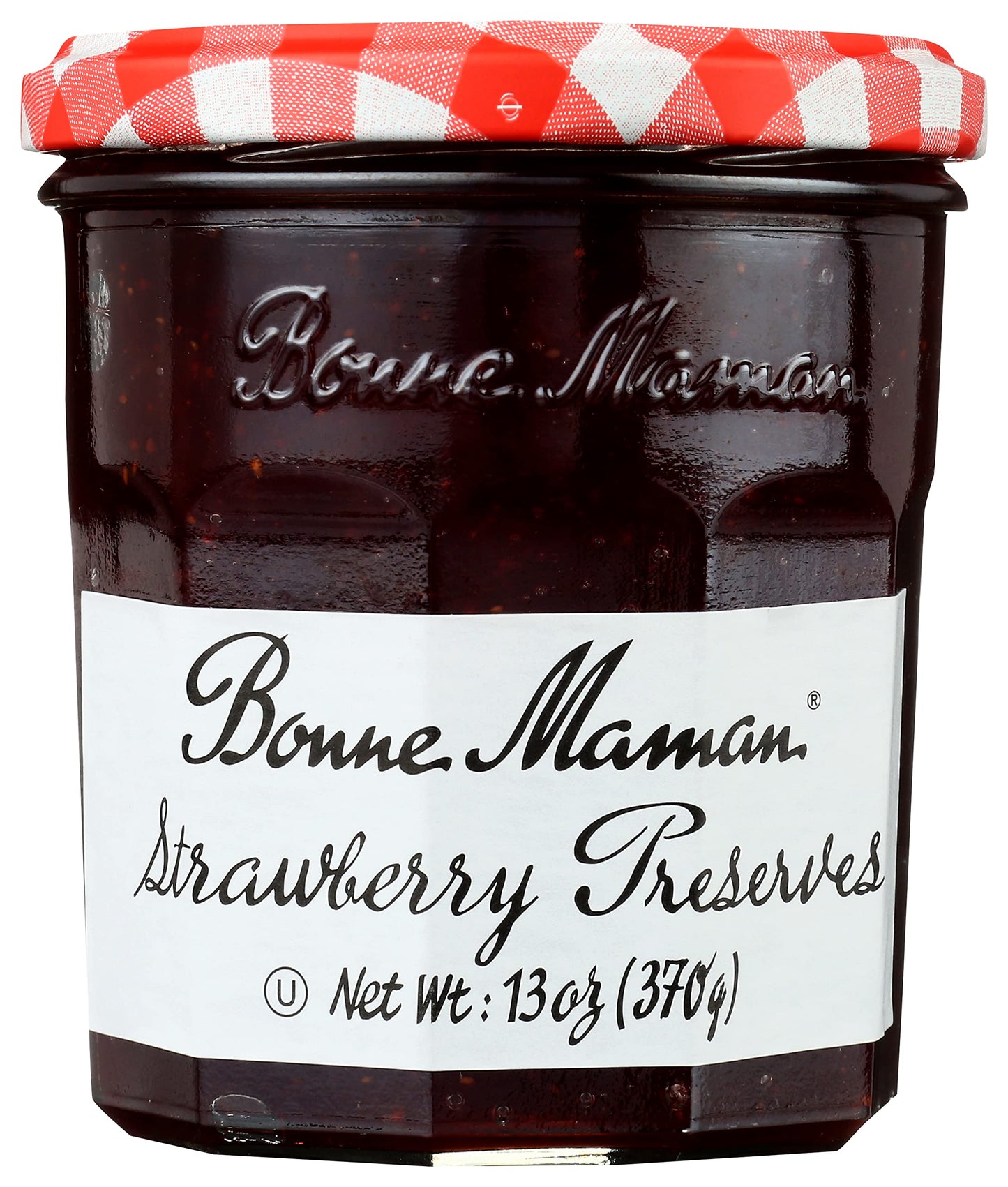 Bonne Maman Strawberry Preserves, Non-GMO, 13 oz Glass Jars, Pack of 6