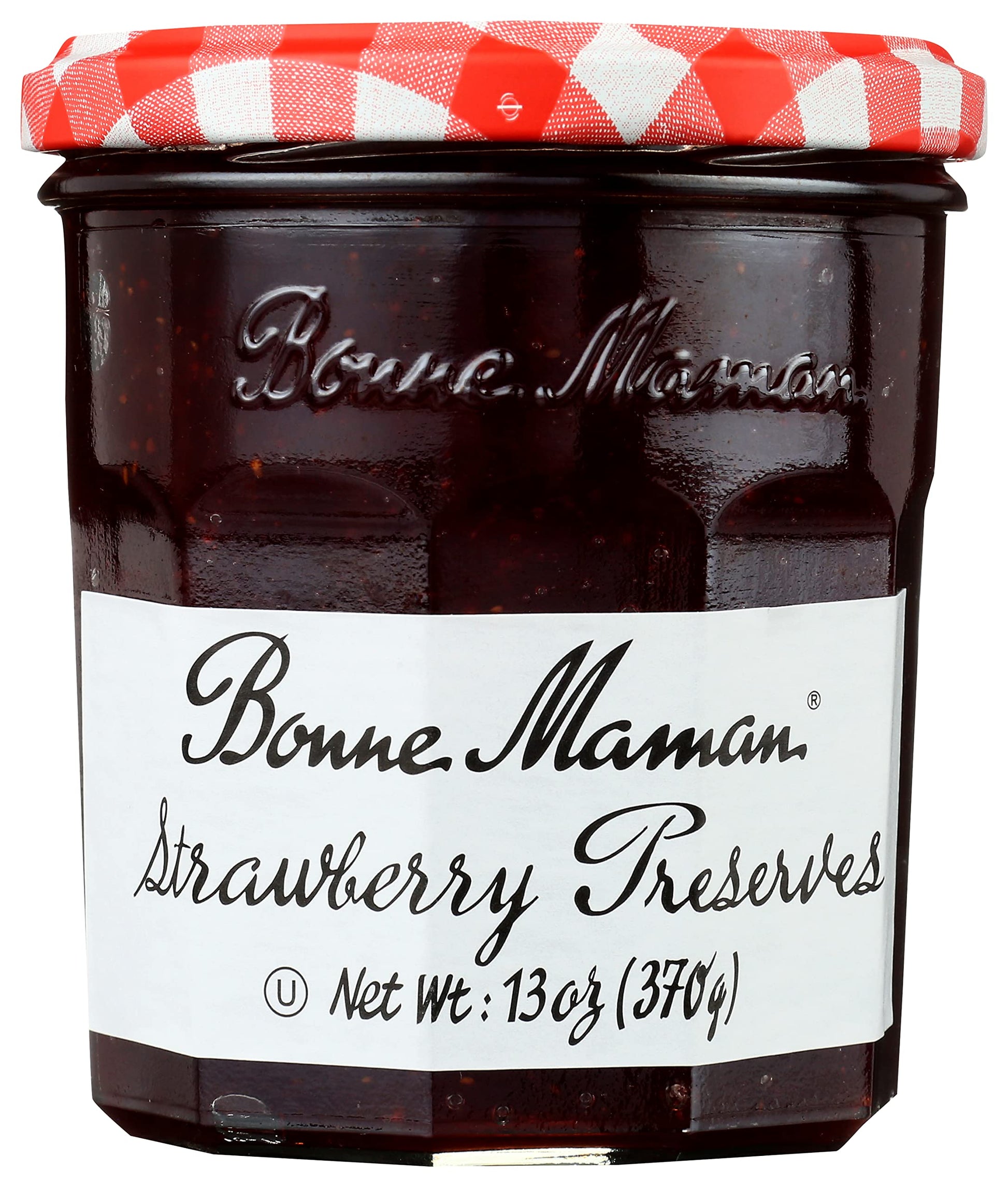 Bonne Maman Strawberry Preserves, Non-GMO, 13 oz Glass Jars, Pack of 6