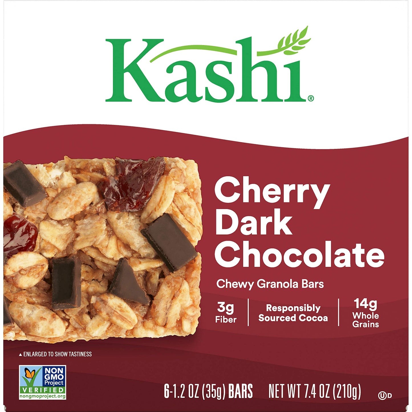 Kashi Chewy Granola Bars, Fiber Bars, Vegan Snacks, Cherry Dark Chocolate, 7.4Oz Box (6 Bars)