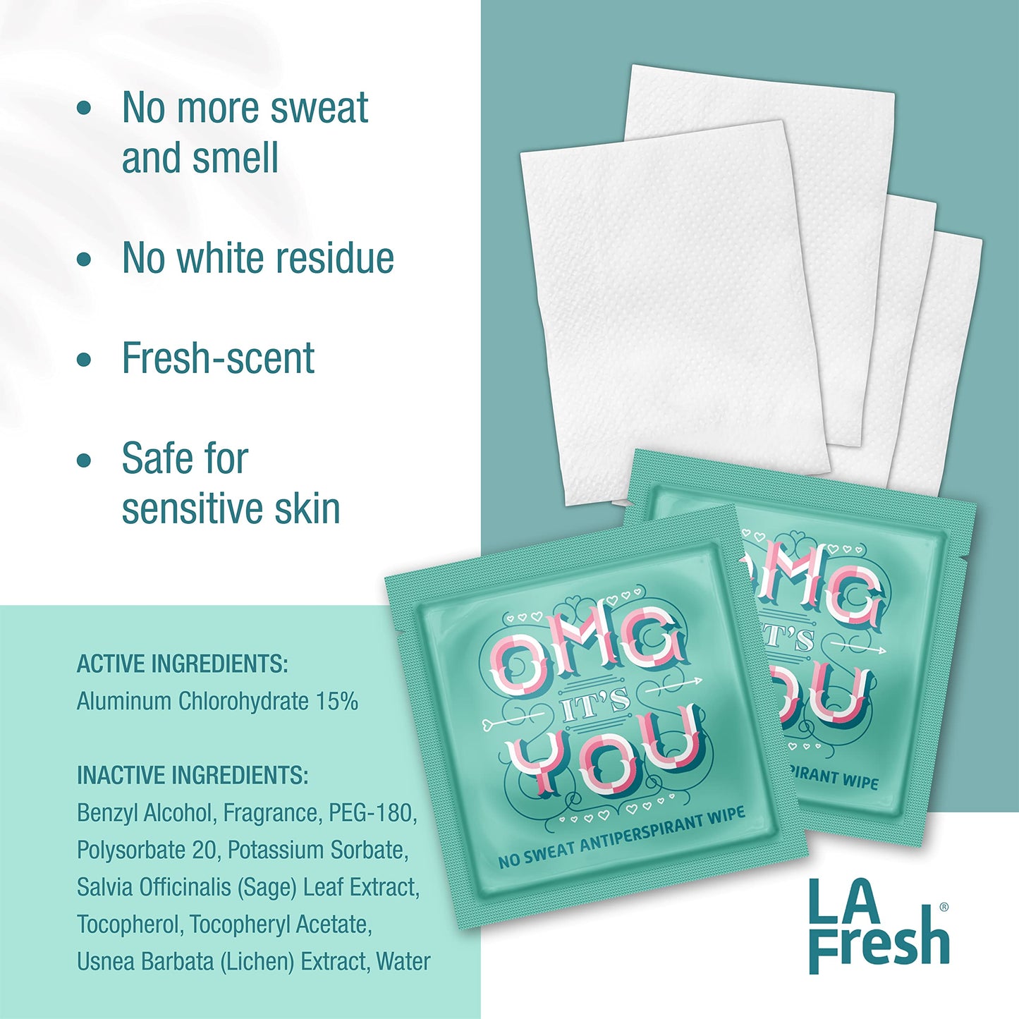 La Fresh Travel Lite Antiperspirant Wipes Case Of 200 Individually Wrapped Fresh Scented Towelettes Made With Clear Formula For