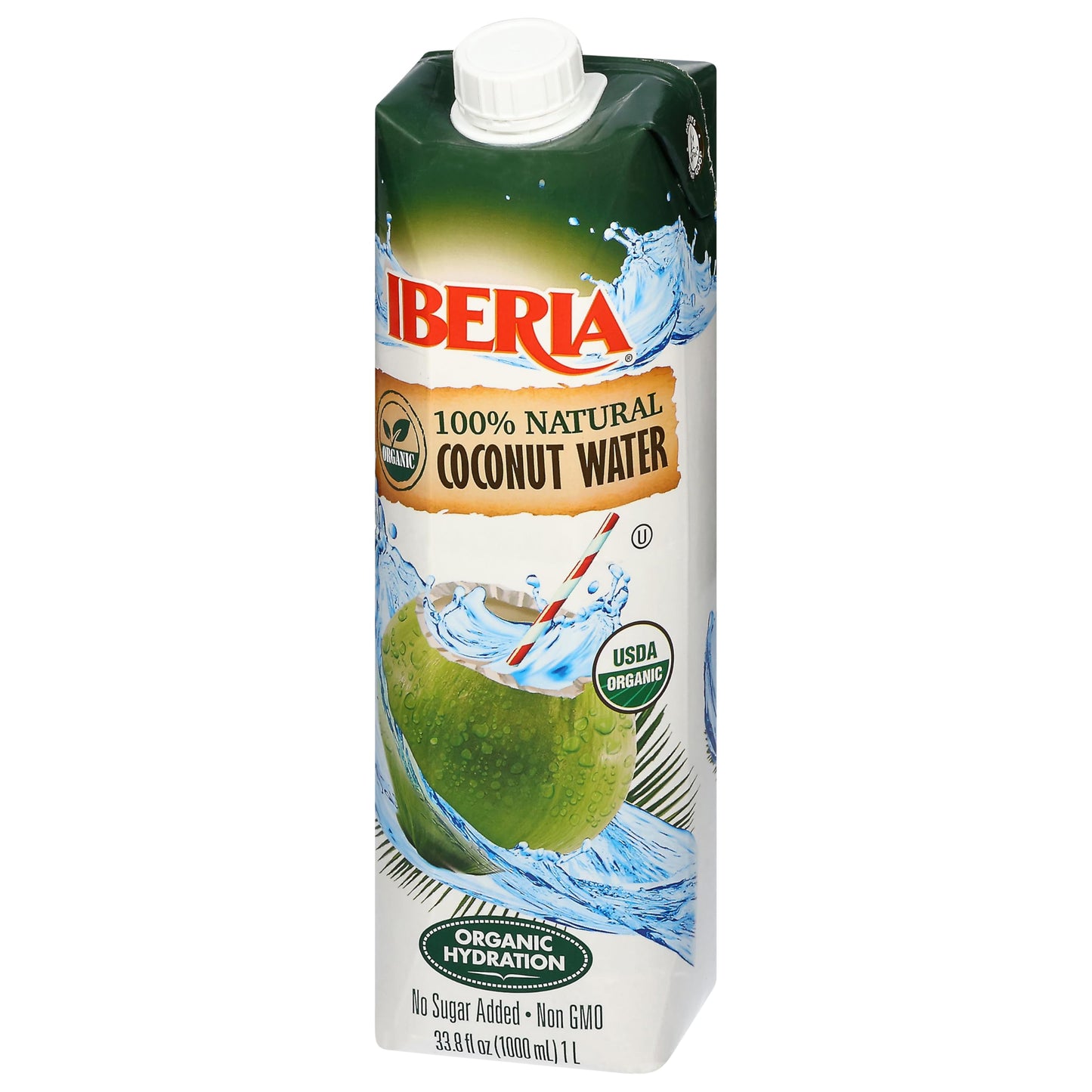 Iberia 100% Pure Organic Coconut Water, 1 Liter , 33.8 Fl Oz (Pack of 3)