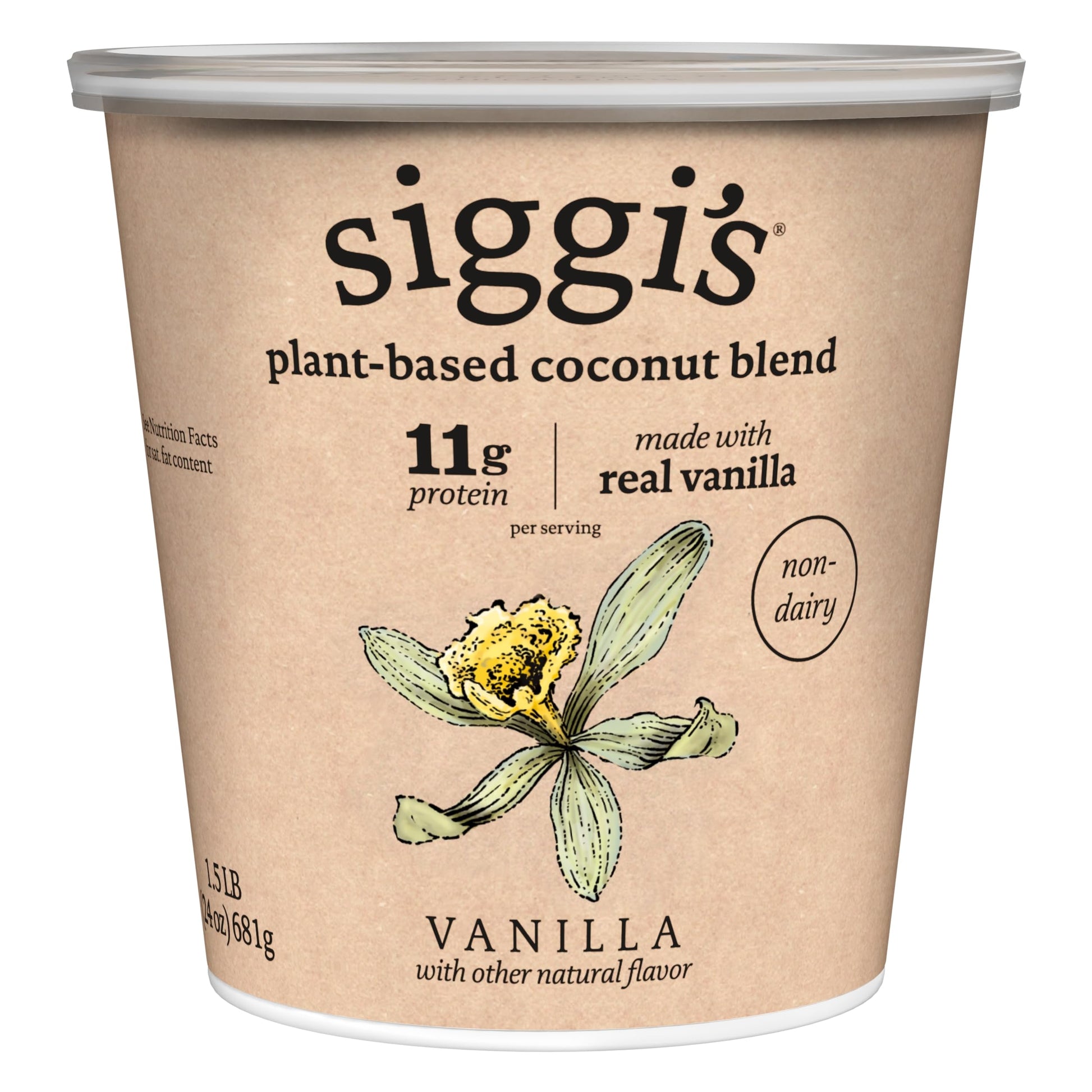 siggis Plant-Based Coconut Blend, Vanilla - Dairy Free Snack, More Protein Than Sugar, Blue, 24 Oz