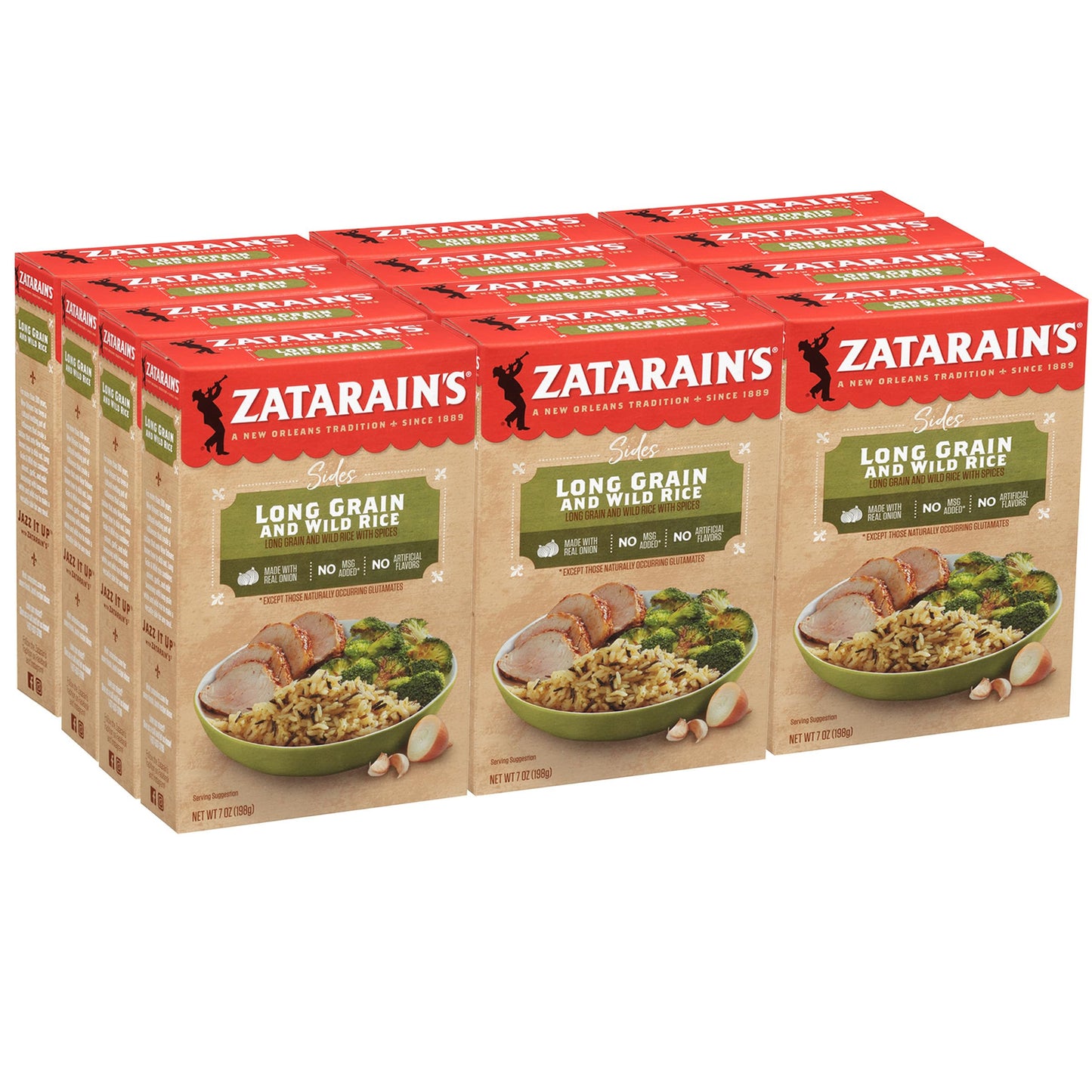 Zatarains Long Grain and Wild Rice, 7 oz Pack of 12, Model 9840