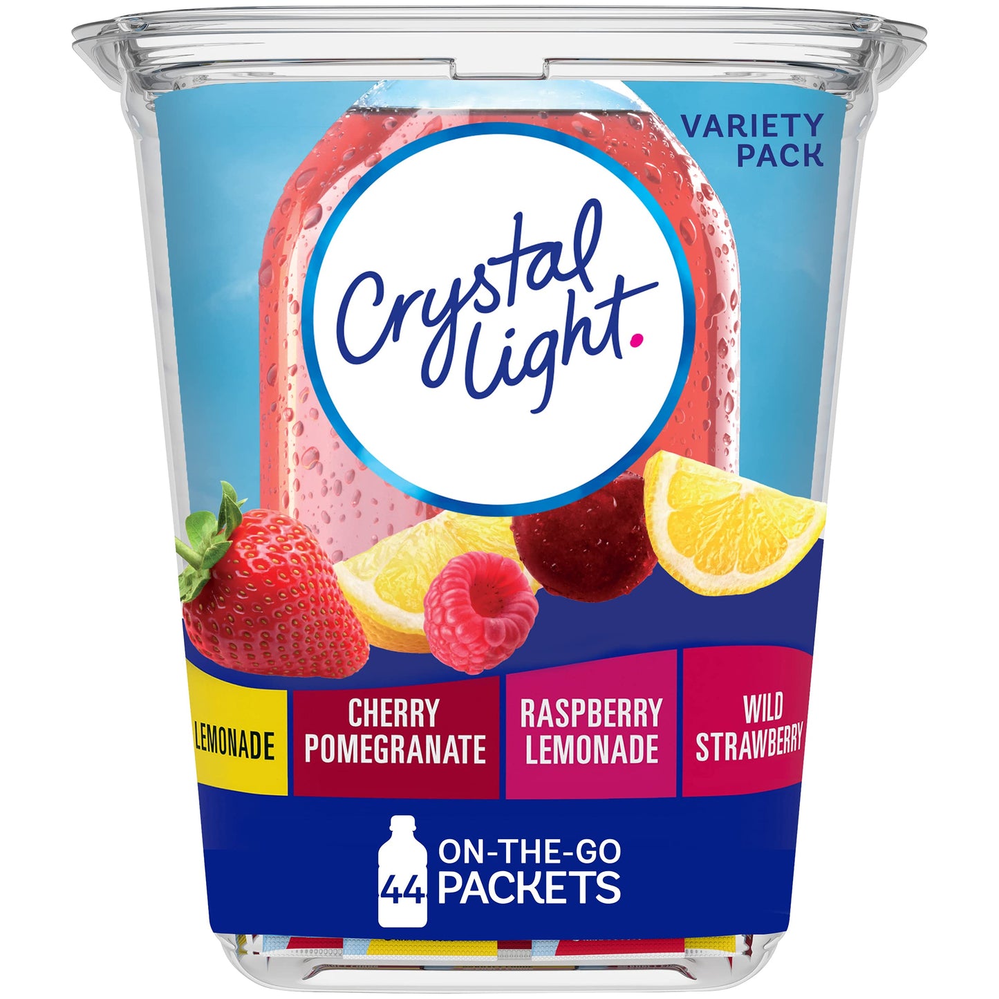 Crystal Light Powdered Drink Mix Variety Pack, 44 On-the-Go Packets, Lemonade & Berry Flavors, 4.8 Ounce, Pink