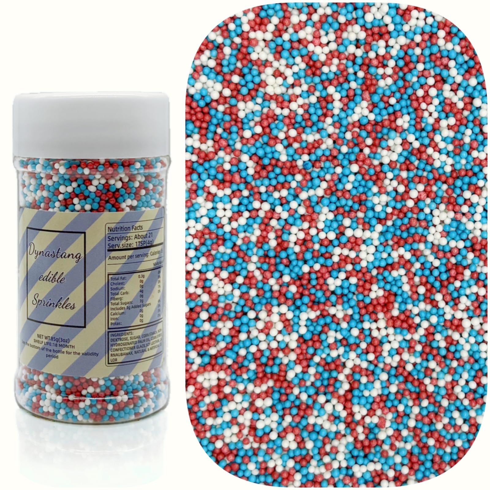 Dynastang 2mm Patriotic Pearls Sprinkles Edible Pearls Cake Decorating Stars Cake Decorations Cupcake Toppers Cookie Decorating 