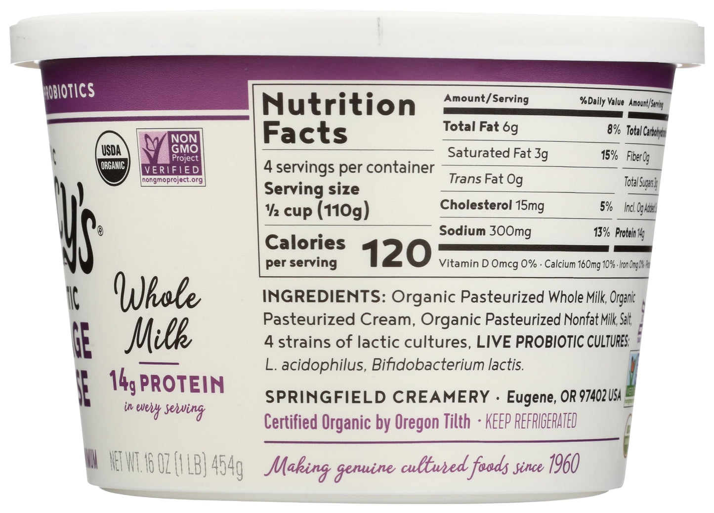 Nancys Yogurt, Organic Whole Milk Cottage Cheese, 16 oz