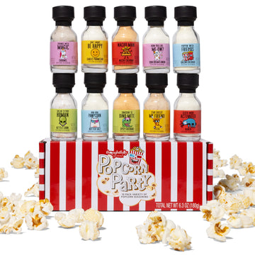 Thoughtfully Gourmet Popcorn Seasoning Sampler Kit, 10 Flavors - Kettle Corn, Garlic Parmesan, Bacon Cheddar, Caramel, Butter an