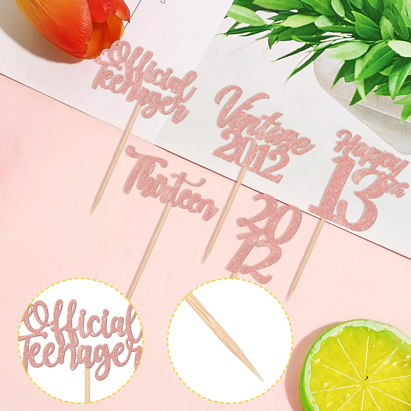 30Pcs Happy 13Th Birthday Cupcake Toppers Cheers To 13 Vintage 2012 Cupcake Picks Hello 13 Thirteen 13Th Birthday Decorations Fo