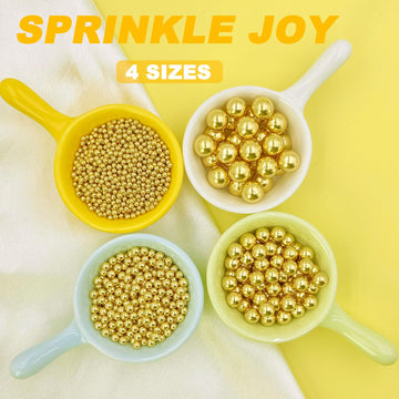 Gold Sprinkles For Cake Decorating, 4 Sizes Pearl Sprinkles Mix 7.7Oz For Cake Cupcake Ice Cream Donuts Cookie Baking Toppings