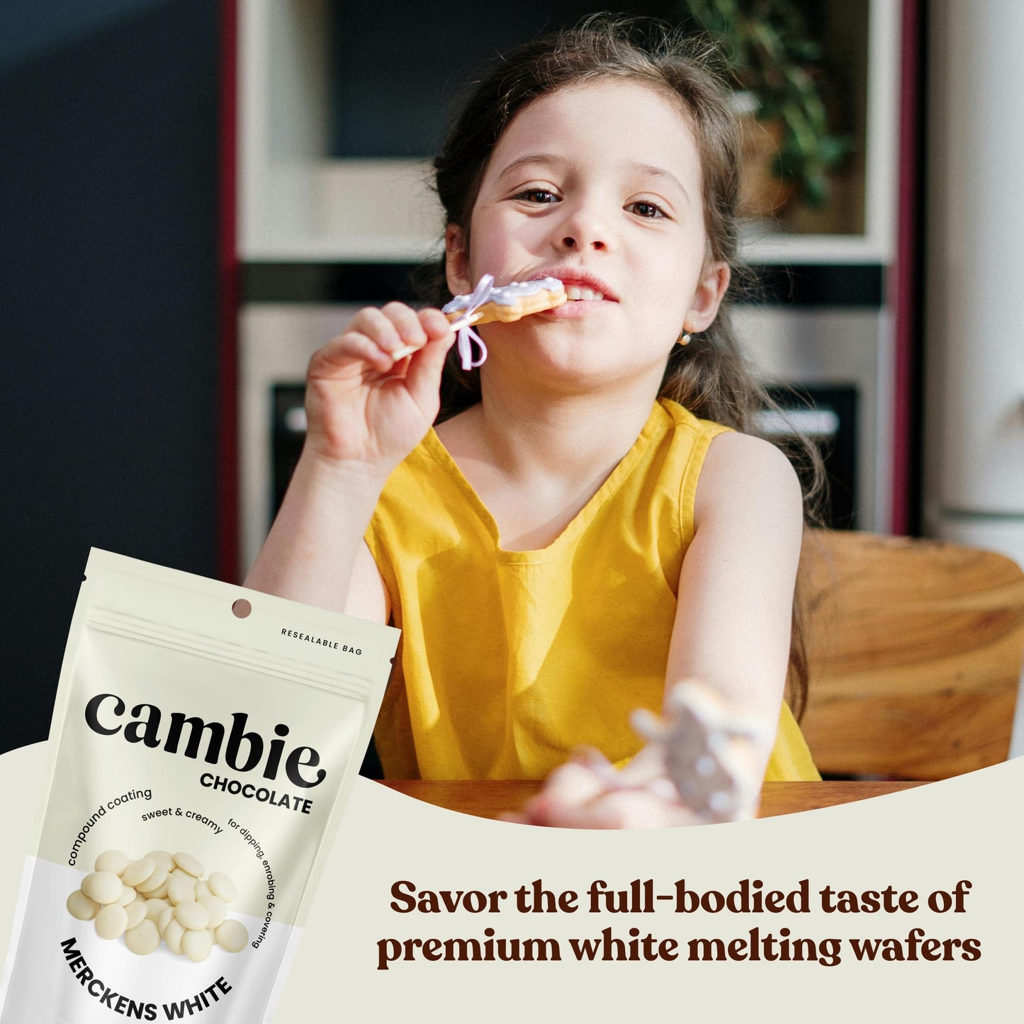 Merckens White Chocolate Melting Wafers by Cambie  White Melting Chocolate  Candy Melts & Baking Chocolate  For Dipping  Covering  Desserts & Baking  1 lb