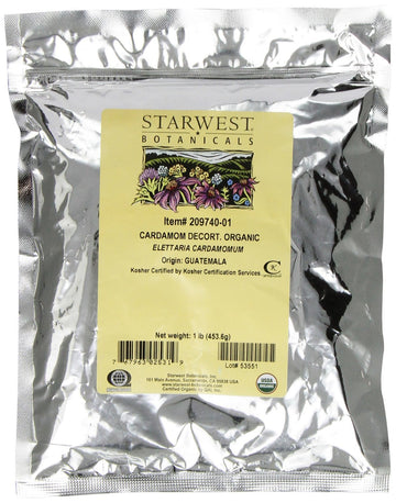 Starwest Botanicals Organic Decorticated Cardamom Seeds, 1 Pound Bulk Spice