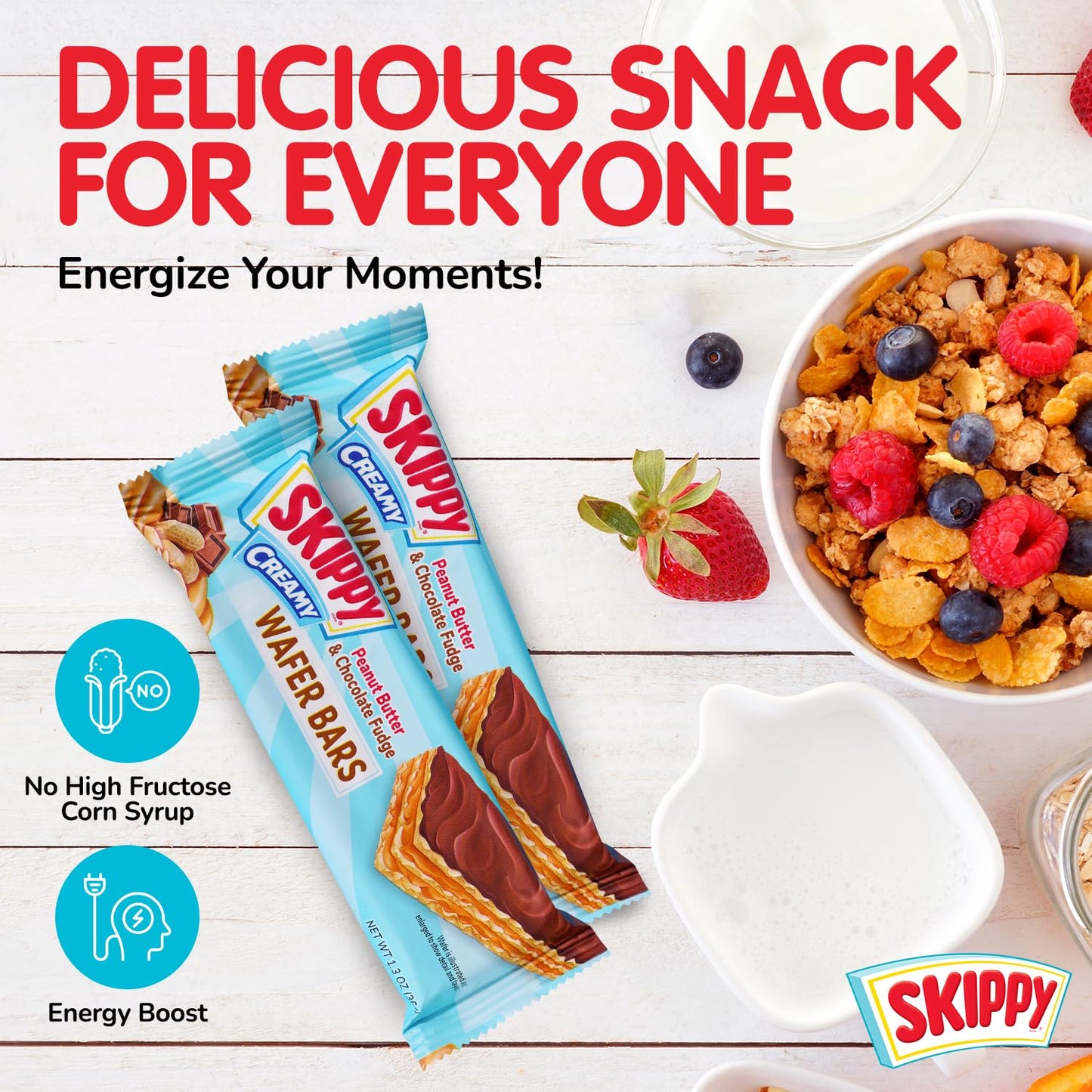 SKIPPY Creamy Peanut Butter & Chocolate Fudge Wafer Snack Bar, 6 ct, 1.3 oz Each - Delicious Treat for On-the-Go Snacking