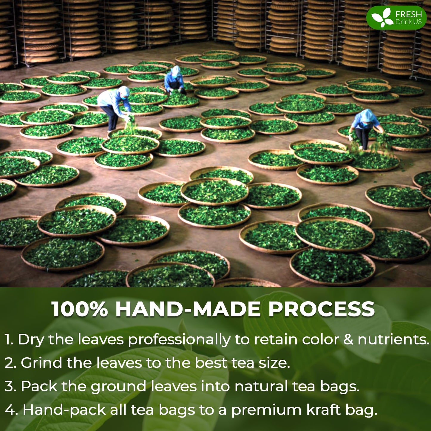 FreshDrinkUS  enhanced 135 Guava Leaf Tea Bags  Handmade  From Great Origin  100% Natural and Pure. Guava Tea  Loose Leaf Herbal Tea. No Sugar/Caffeine/Gluten  Vegan.