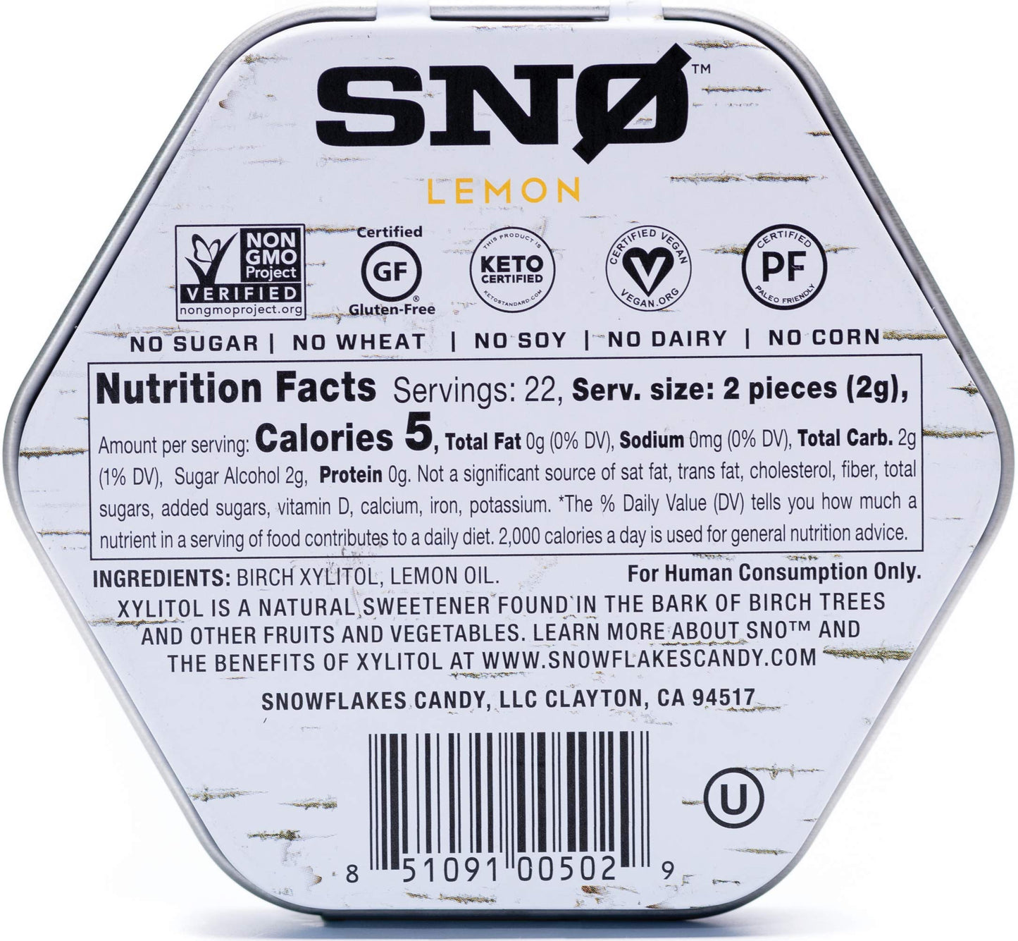 Lemon Xylitol Candy Chips (6-Pack) - Sn 1.5Oz Tins - Handcrafted W/Only 2 Ingredients | Diabetic-Friendly, Non-Gmo, Vegan, Keto,