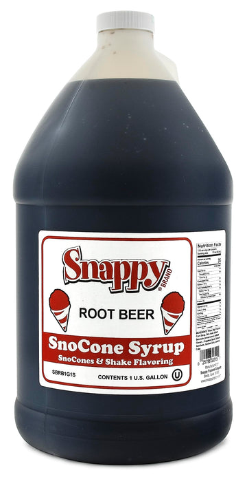 SNAPPY Sno Cone Syrup, Root Beer Flavor, 1 Gallon (128 Fl Oz), Ready to Use for Snow Cone Machines, Model 33305GA