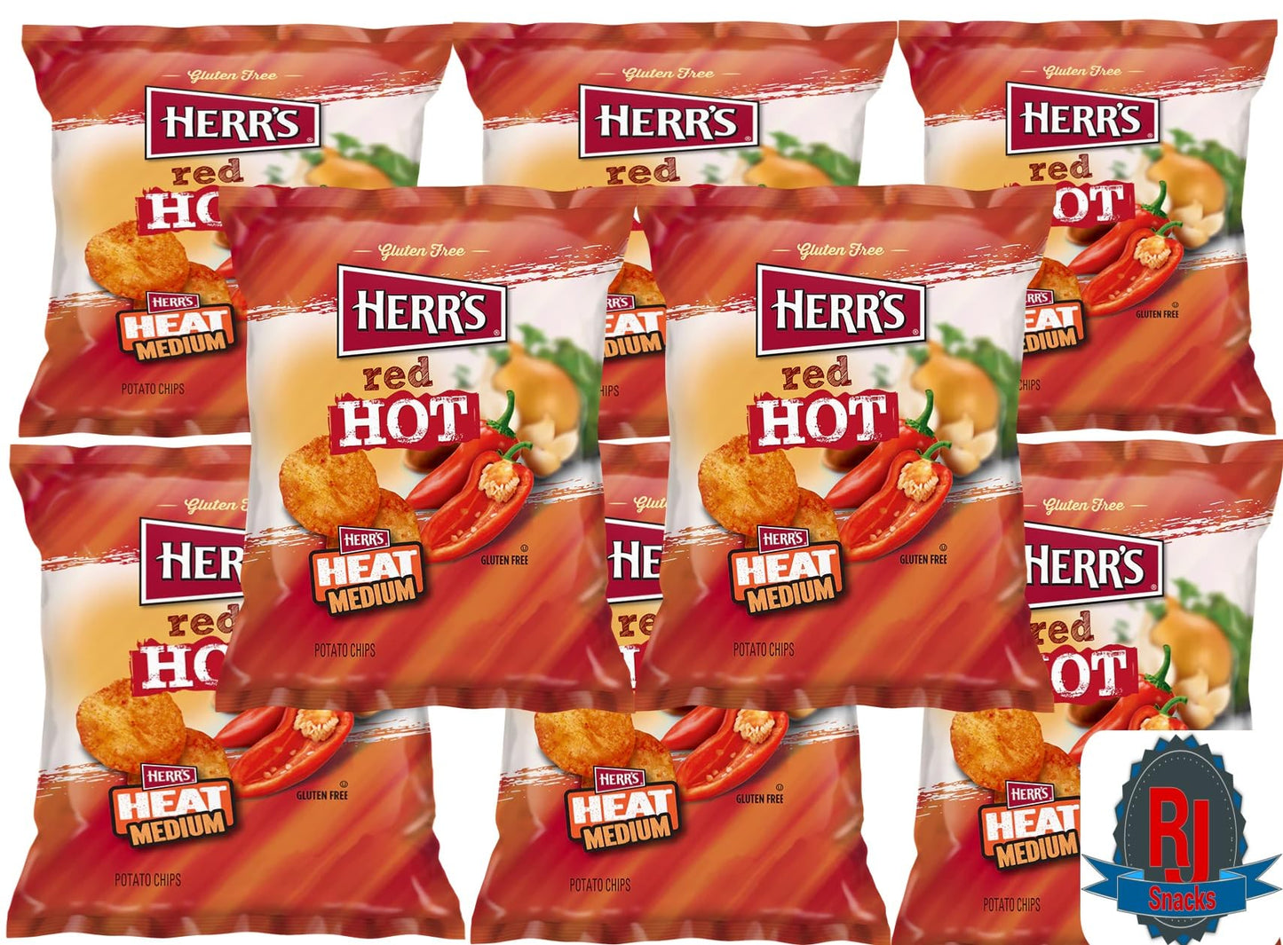 Herrs Potato Chips & Cheese Curls -,1Oz (Curated By Rj Snacks Value Pack) (Red Hot)