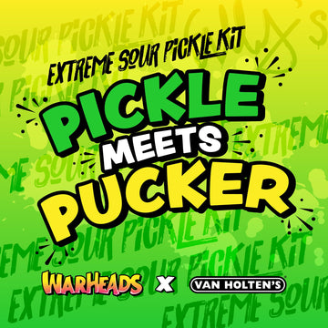 Van Holten'S Pickle Kit - Warheads Jumbo Sour Dill Pickle-In-A-Pouch With Warheads Cubes 5 Oz Peg Bag, Warheads Double Drops, An