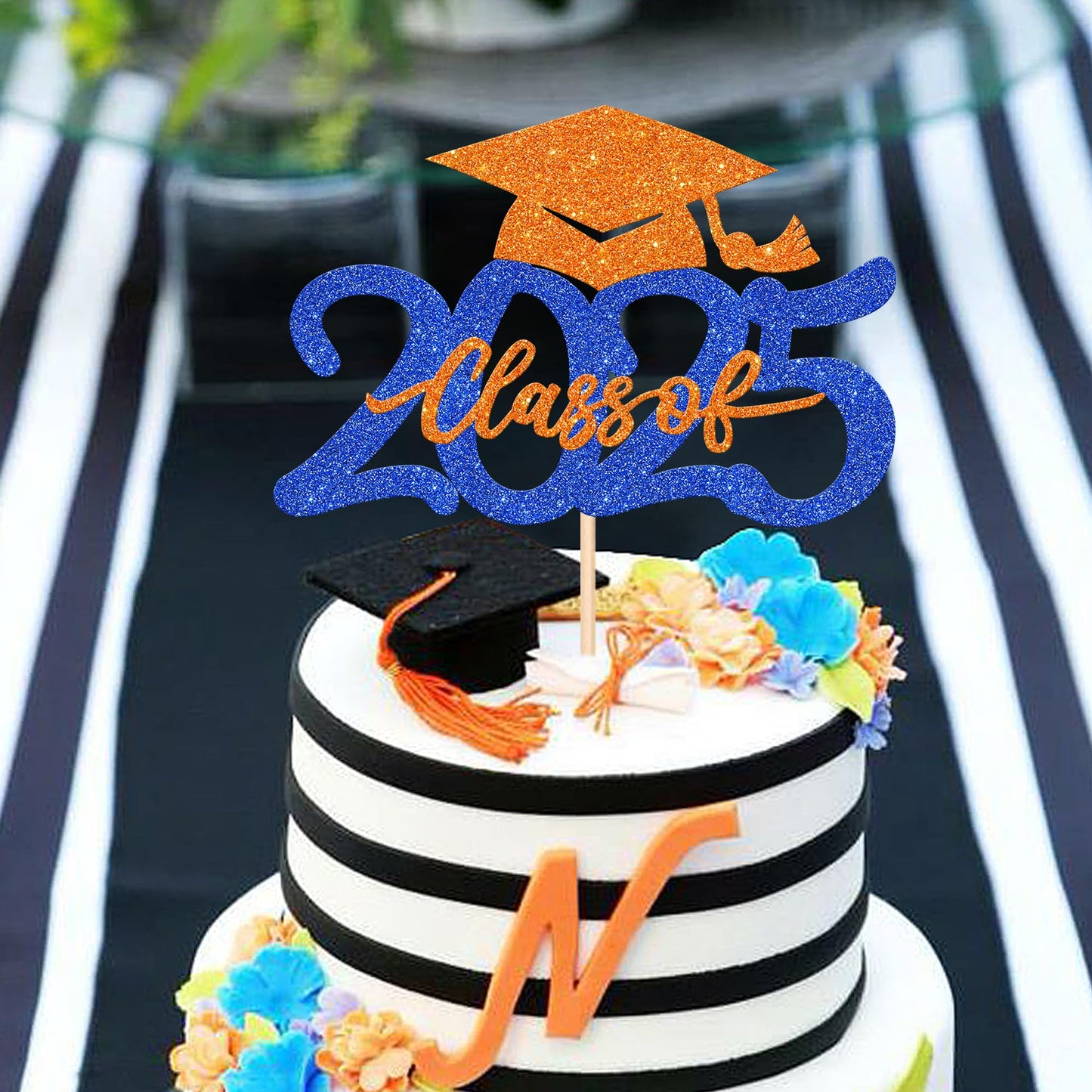 1 Pcs Class Of 2025 Cake Topper Glitter Graduation Cap Cake Pick 2025 Congrats Grad Cake Decoration For 2025 Graduation Theme Pa