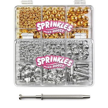 Gold Sprinkles and Sliver Sprinkles 2 Pack with 4-Claw Pick up Tool, 13oz Pearl Sprinkles Mix Size for Baking, Cupcake, Cookie, 