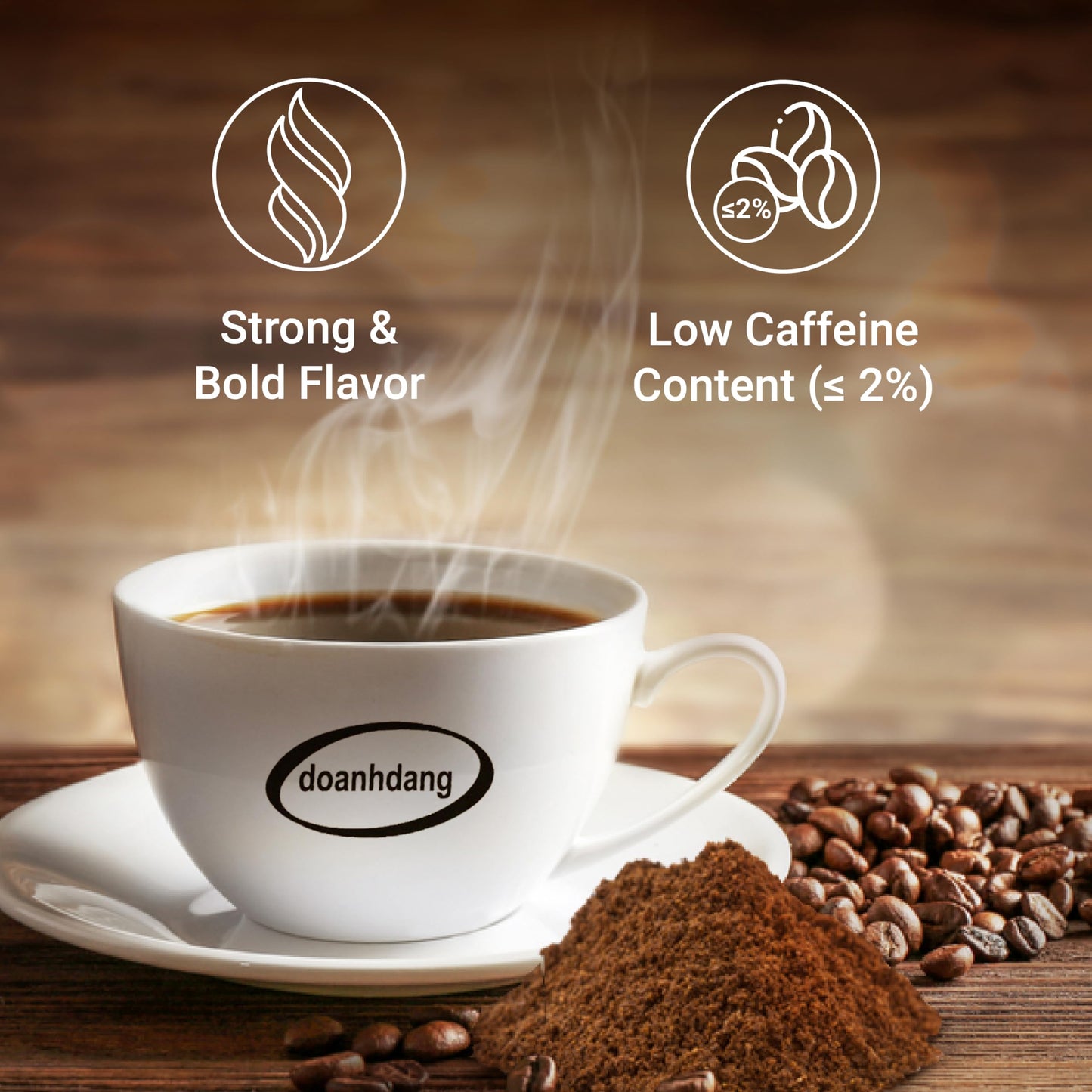Doanhdang - 17.6 Oz Enhanced Robusta Ground Bean Coffee, 100% Robusta Medium Roast, Rich Flavor For Espresso Shot And Brew, Origin From Vietnam, Ground Med Roast Beans
