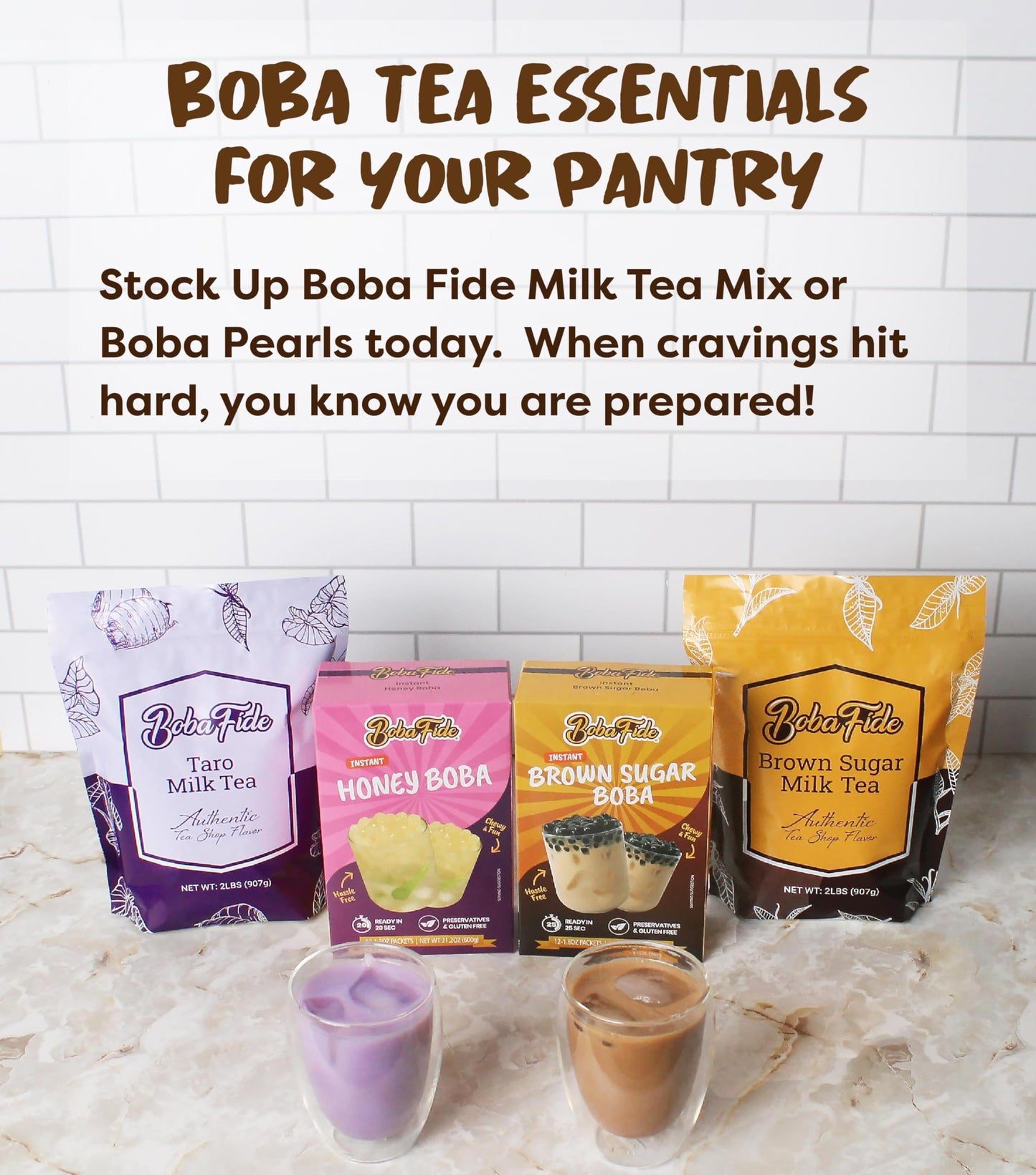 BOBA FIDE Instant Brown Sugar Boba Tapioca Pearls Bulk, 60 Packets of Black Tapioca Pearls in Brown Sugar Syrup for Boba Bubble