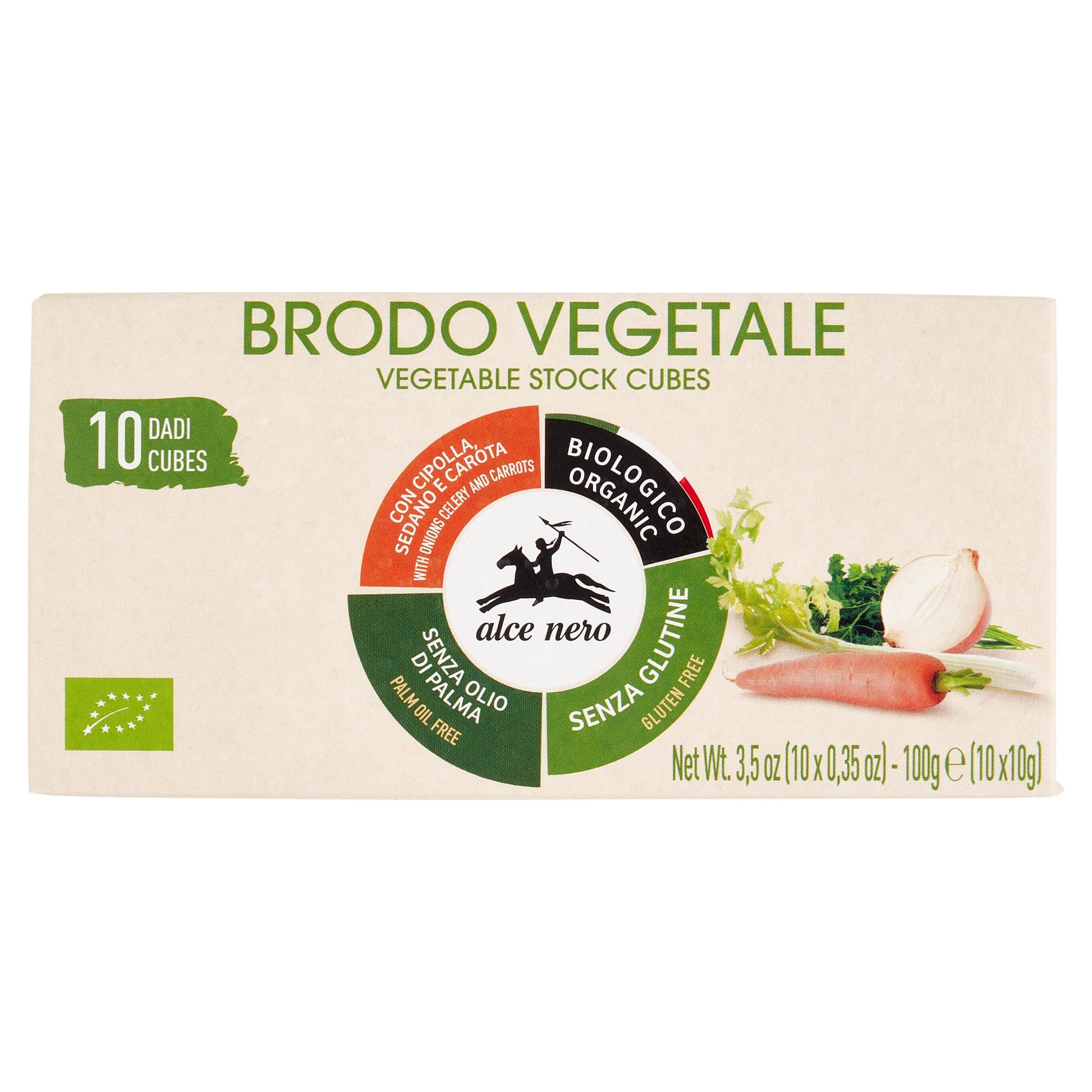 Alce Nero: Brodo Vegetale Organic Bouillon Cubes Pack of 1 (10 Cubes per pack), 10 Grams Each Cube