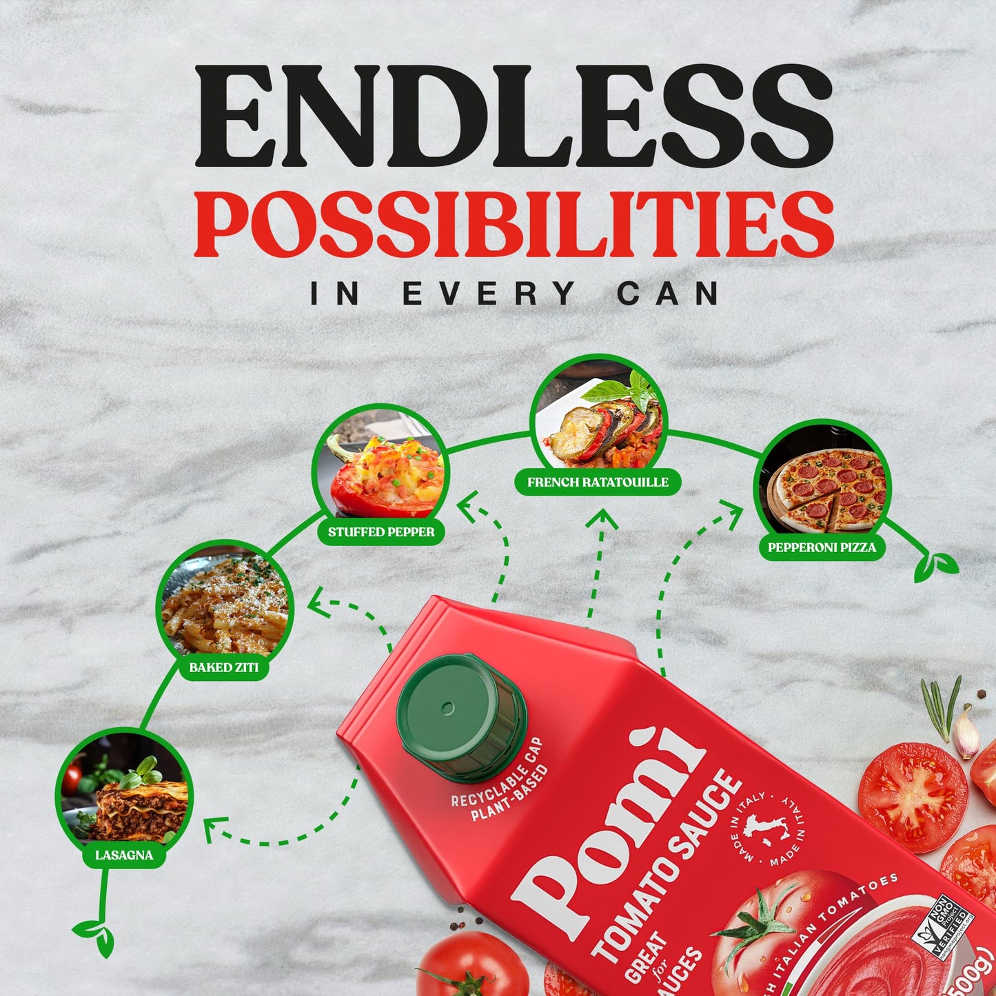 Pom Tomato Sauce - Made from 100% Fresh Italian Tomatoes - 17.64oz Carton (Pack of 12)